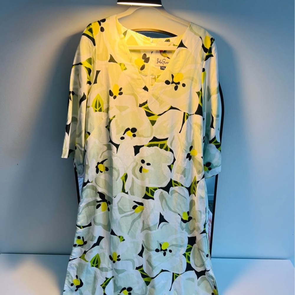 Floral White and Green Maxi Dress - Women